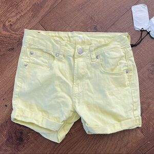 NWT 7 for all mankind yellow denim shorts girls 14